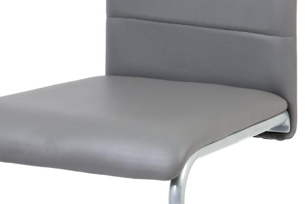 Jedálenská stolička DCL-102 GREY, koženka sivá, sivý lak