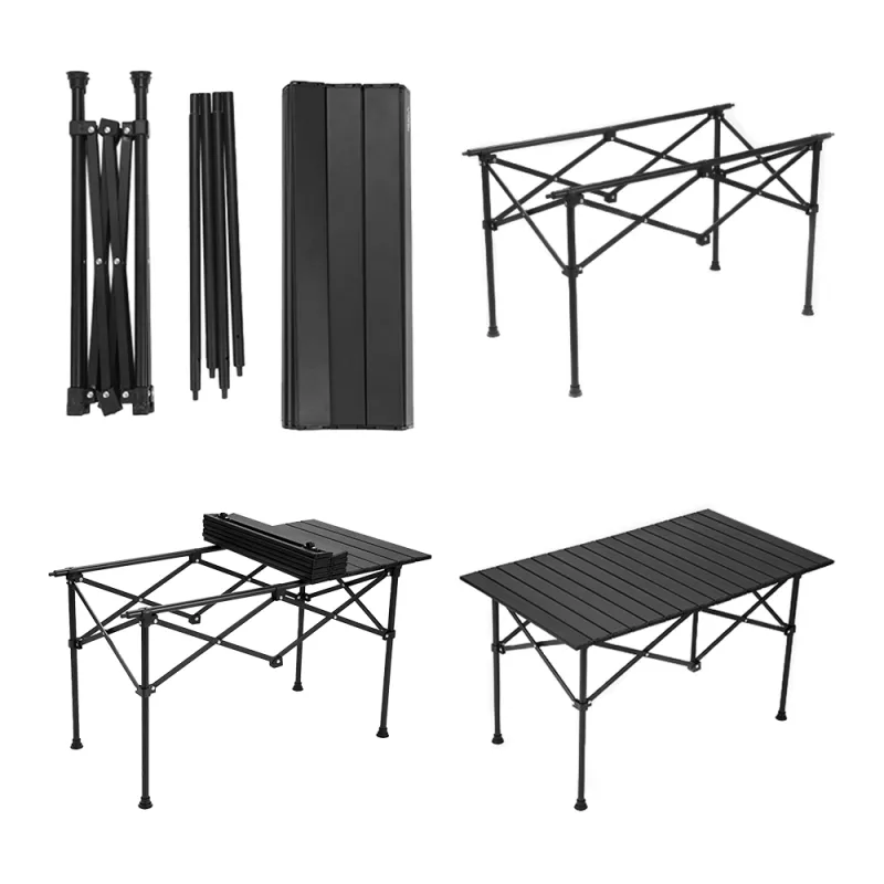 Kempingový stôl, čierna, MAKUR