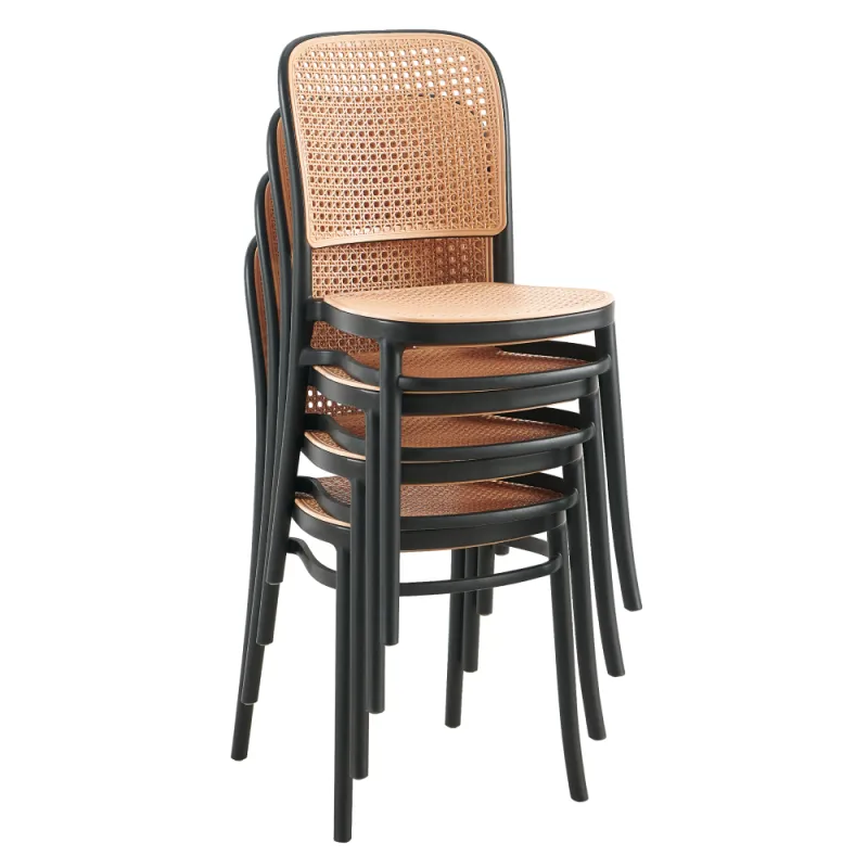 Stohovateľná stolička, čierna/béžová, LENITA