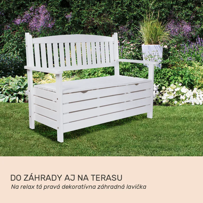 Záhradná lavička, biela, 123,5 cm, DILKA