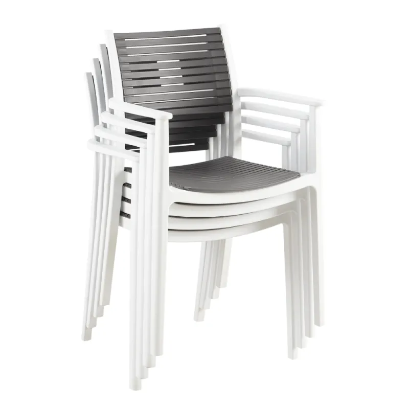 Stohovateľná stolička, biela/sivá, HERTA