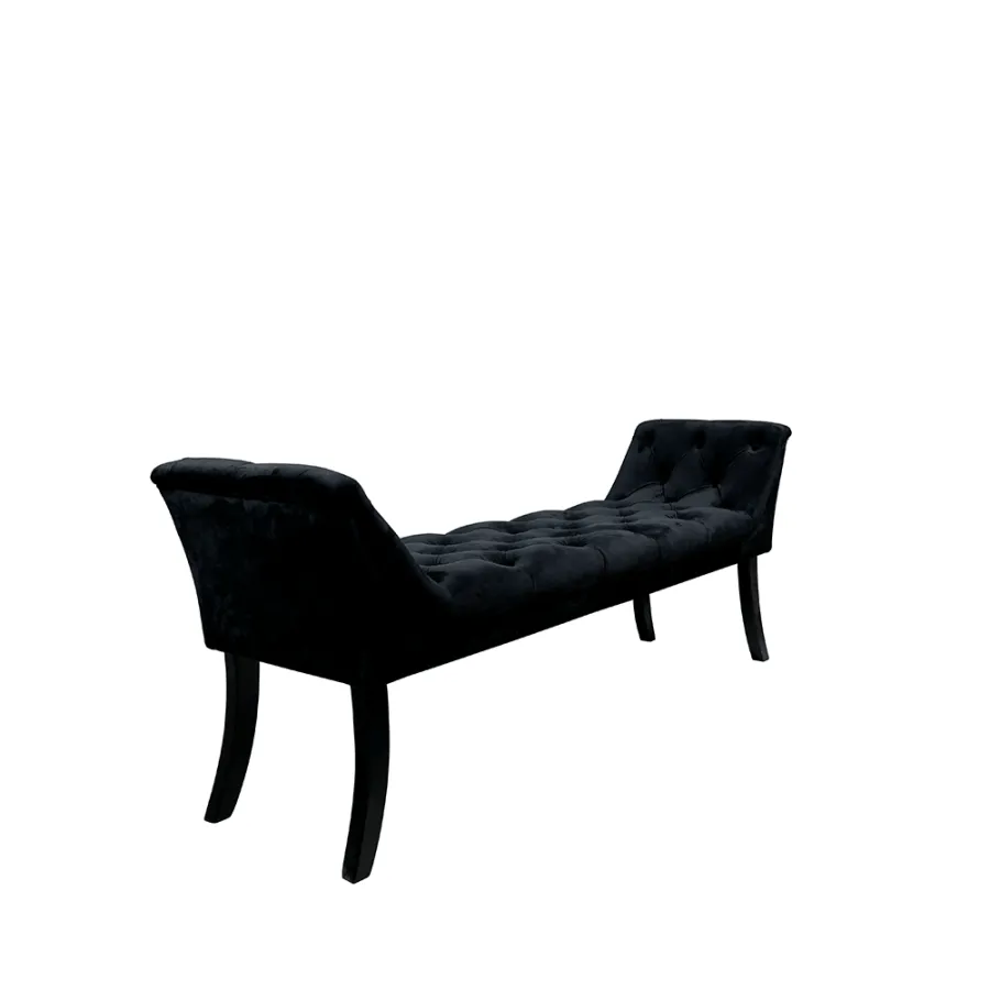 Dizajnová lavica, čierna Velvet látka/kaučukové drevo, 160 cm, HEMY TYP 1