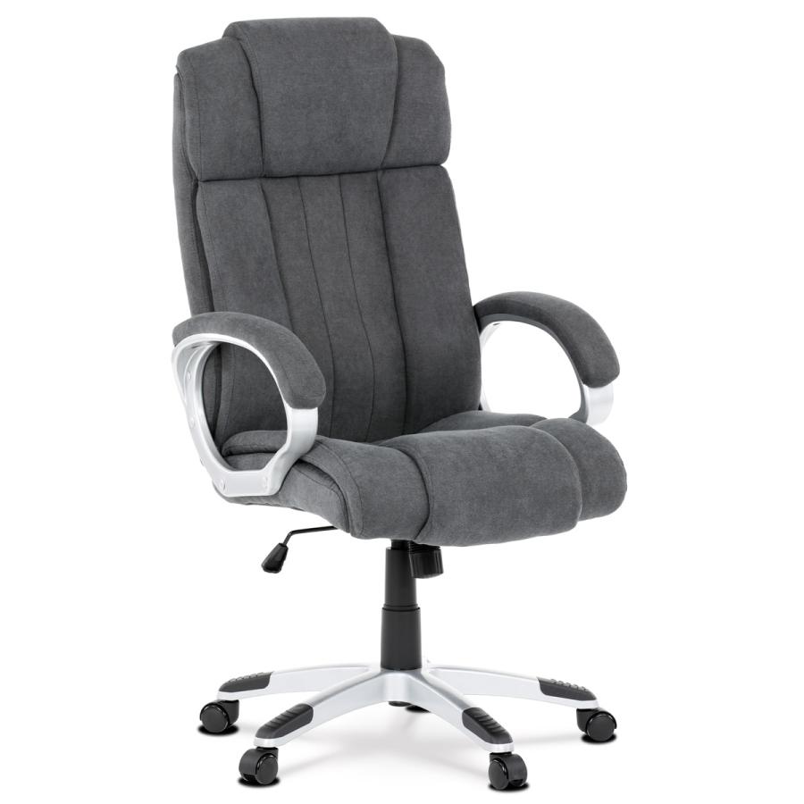 Kancelárska stolička KA-L632 GREY2, plast v striebornej farbe, šedá látka