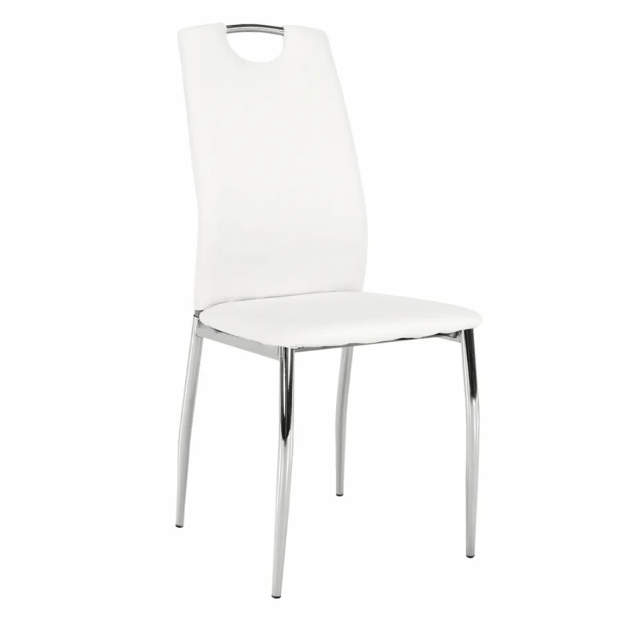 Jedálenská stolička, ekokoža biela/chróm, ERVINA