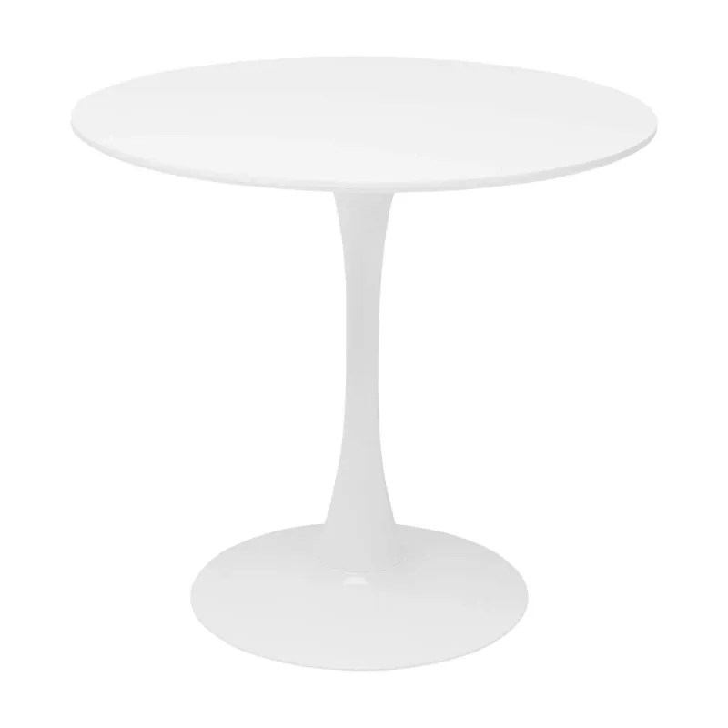 Jedálenský stôl, okrúhly, biela matná, priemer 80 cm, REVENTON NEW