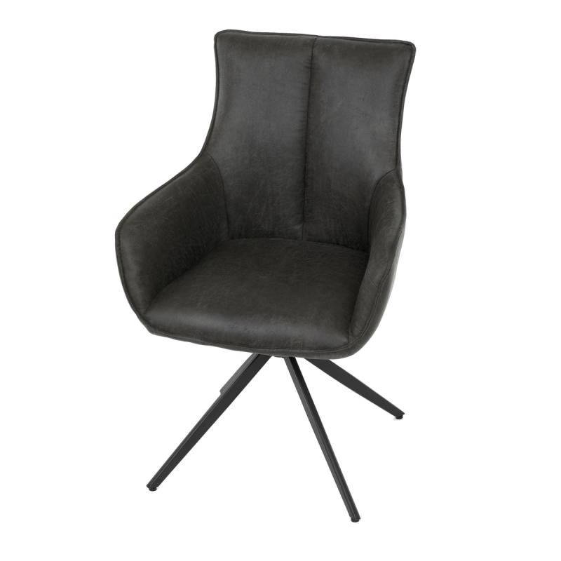 Jedálenská stolička DCH-355 GREY2 sivá látka, 360° otočný mechanizmus, čierny kov