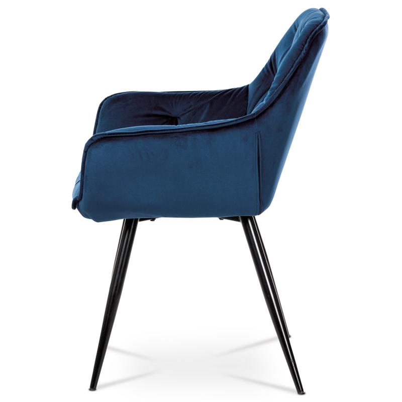 Jedálenská stolička DCH-421 BLUE4, modrá zamatová látka