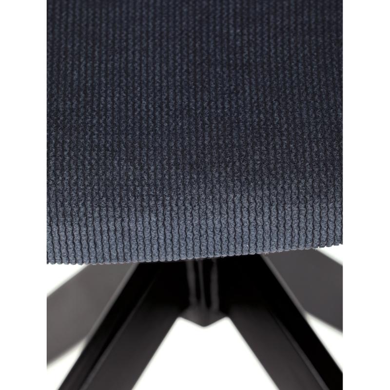 Jedálenská stolička HC-993 BLUE2, modrá látka, 180° otočný mechanizmus, čierny kov
