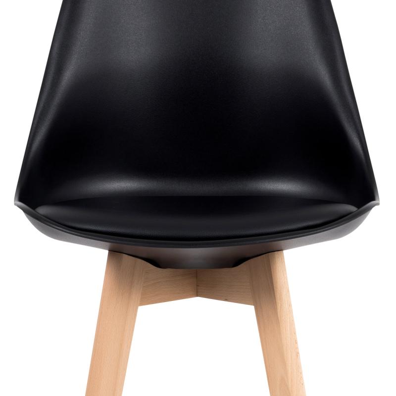 Barová stolička CTB-801 BK plast, sedák čierna ekokoža/nohy masív prírodný buk