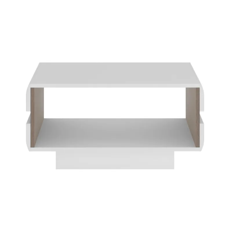 Konferenčný stolík, biela extra vysoký lesk HG/dub sonoma tmavý truflový, LYNATET TYP 71
