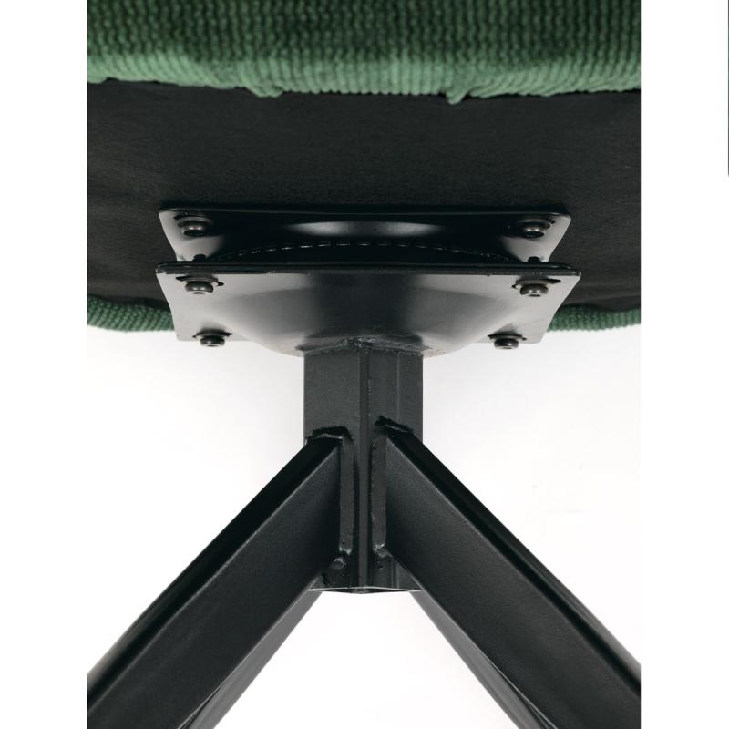 Jedálenská stolička HC-993 GRN2, zelená látka, 180° otočný mechanizmus, čierny kov