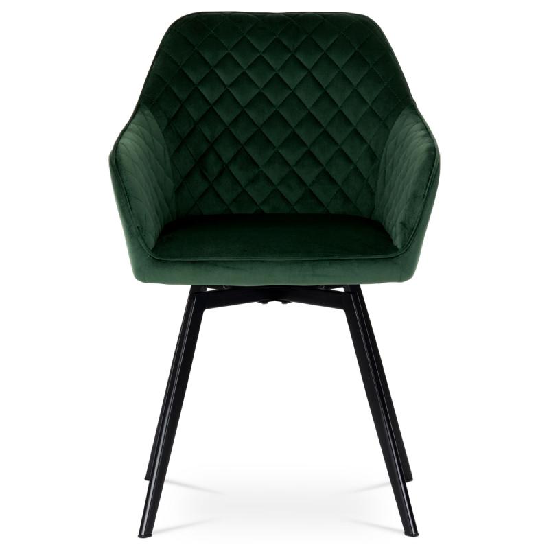 Jedálenská stolička DCH-425 GRN4 smaragdovo zelená zamatová látka, kov nohy, čierny matný