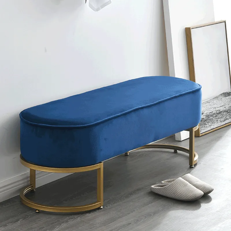 Dizajnová lavica, modrá Velvet látka/gold chróm-zlatý, MIRILA NEW
