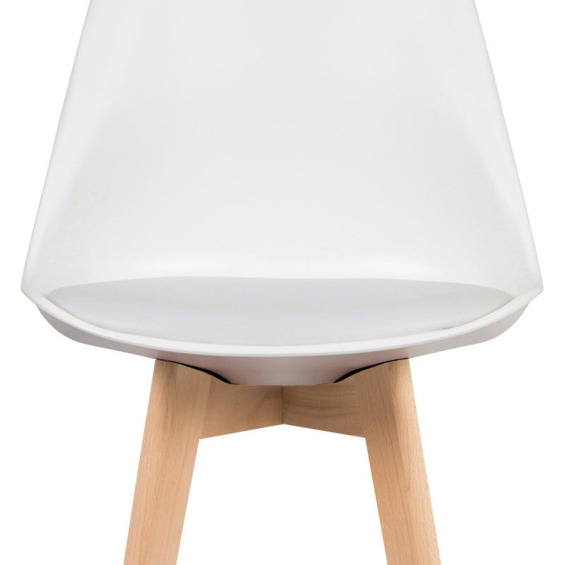 Barová stolička CTB-801 WT plast, sedák biela ekokoža/nohy masív prírodný buk