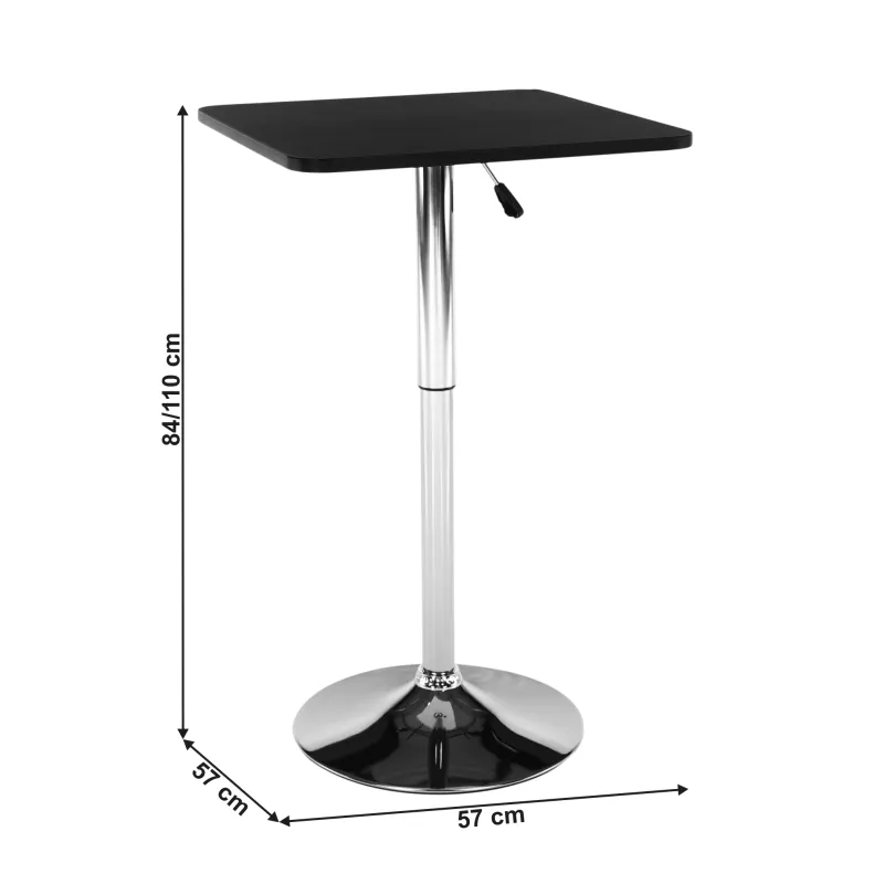 Barový stôl s nastaviteľnou výškou, čierna, 57x84-110 cm, FLORIAN