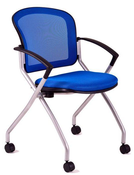 OFFICE PRO Konferenčná rokovacia stolička METIS modrá na kolieskách