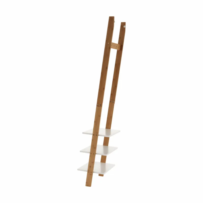 Vešiak s policami, biela/bambus, MARIKE TYP 1