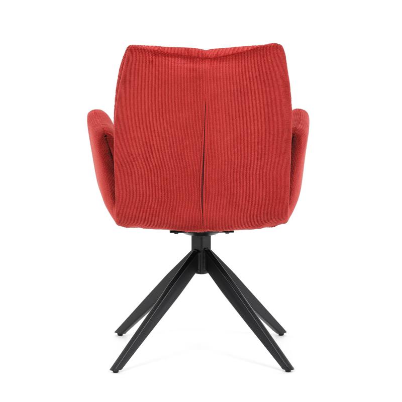 Jedálenská stolička HC-993 RED2, červená látka, 180° otočný mechanizmus, čierny kov