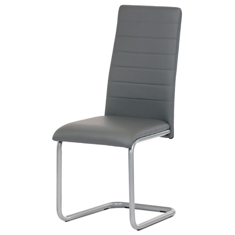 Jedálenská stolička DCL-402 GREY šedá koženka, sivý kov