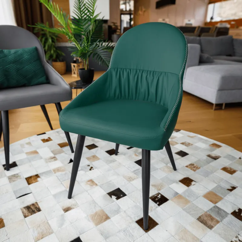 Jedálenská stolička, ekokoža zelená/kov, KALINA