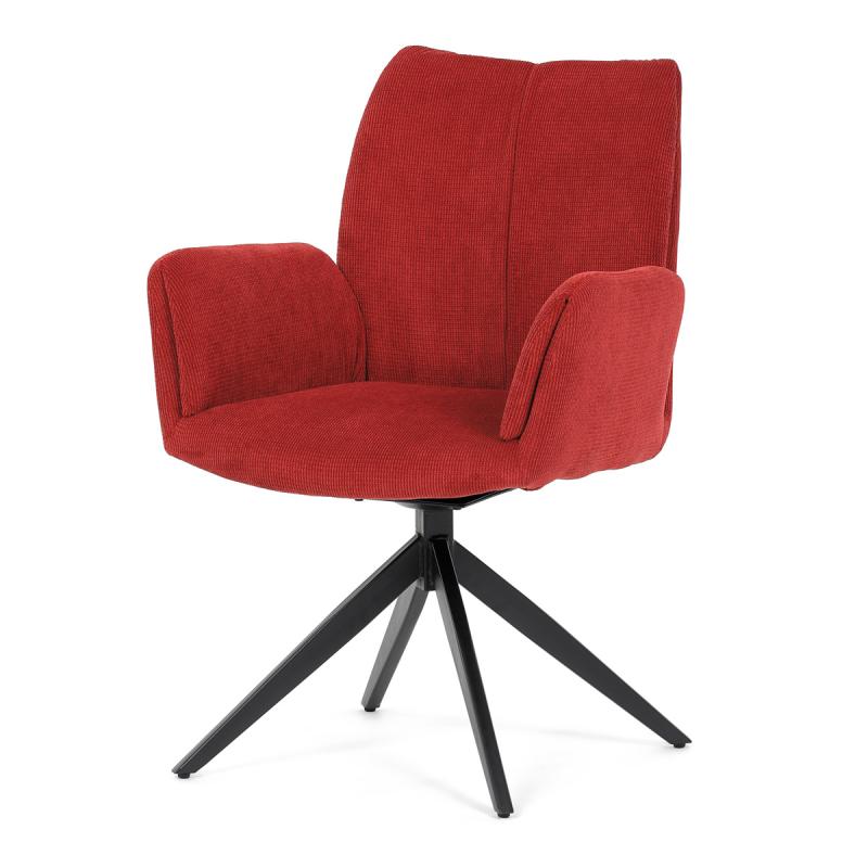 Jedálenská stolička HC-993 RED2, červená látka, 180° otočný mechanizmus, čierny kov