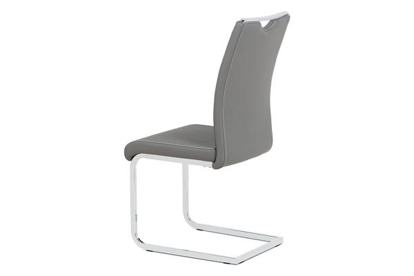 Jedálenská stolička DCL-411 GREY sivá koženka / chróm