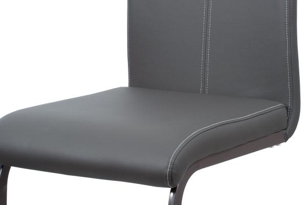 Jedálenská stolička DCL-613 GREY, poťah sivá ekokoža, podnož šedý lak