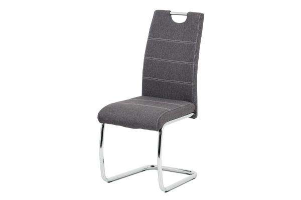 Jedálenská stolička HC-482 GREY2 sivá látka, biele prešitie