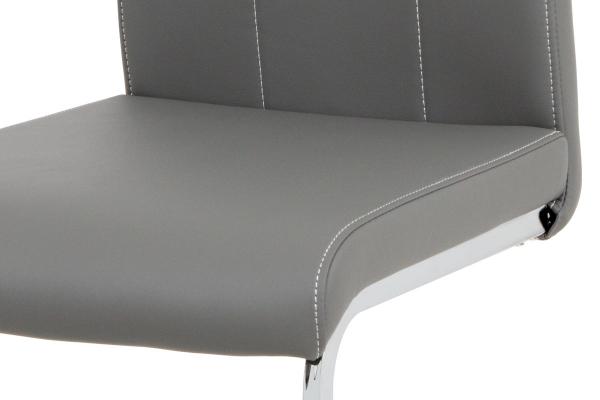 Jedálenská stolička DCL-411 GREY sivá koženka / chróm