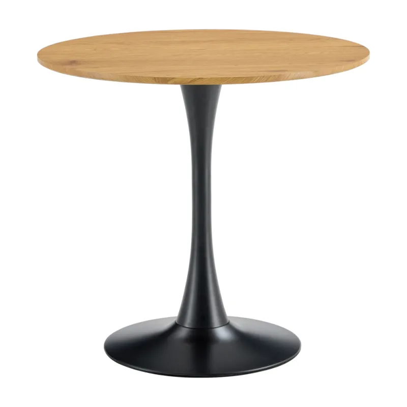 Jedálenský stôl, okrúhly, dub/čierna, priemer 110 cm, REVENTON NEW