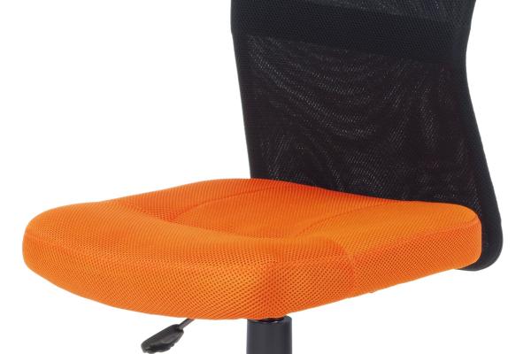 Kancelárska kids stolička KA-2325 ORA, oranžová mesh, plastový kríž, sieťovina čierna