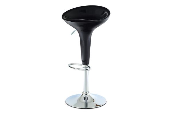 Barová stolička AUB-9002 BK, plast čierny/chróm