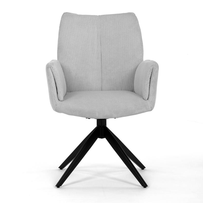 Jedálenská stolička HC-993 WT2, biela látka, 180° otočný mechanizmus, čierny kov
