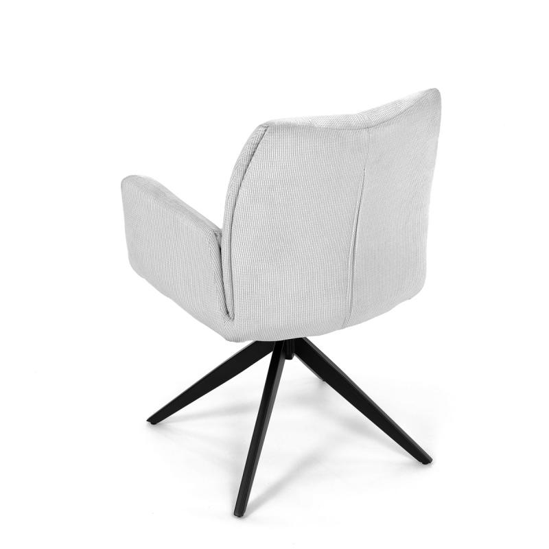 Jedálenská stolička HC-993 WT2, biela látka, 180° otočný mechanizmus, čierny kov