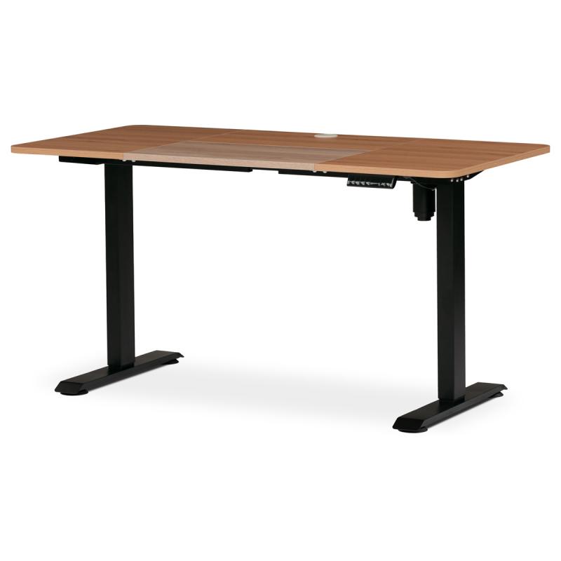 Stôl kancelársky LT-W140 BUK s elektrickým polohovaním, buková doska, čierny kovový rám