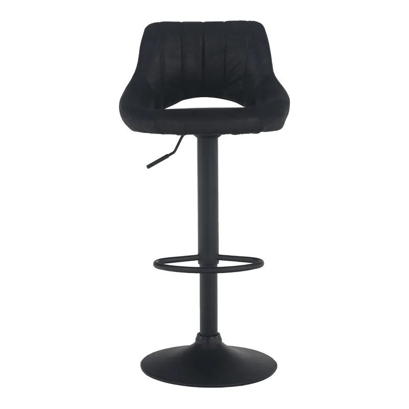 Barová stolička, čierna látka s efektom brúsenej kože, LORASA