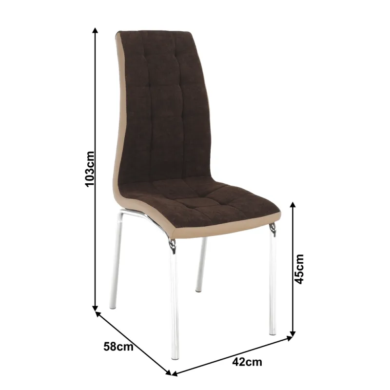 Jedálenská stolička, hnedá/béžová/chróm, GERDA NEW