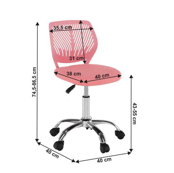 Otočná stolička, ružová/chróm, SELVA