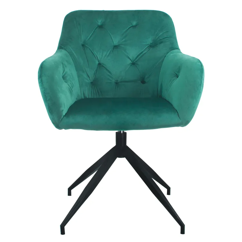 Otočná stolička, zelená Velvet látka/čierna, VELEZA NEW