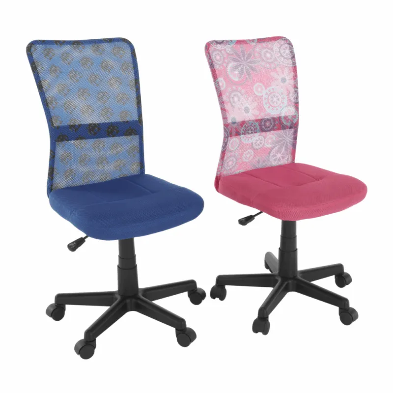 Otočná stolička, modrá/vzor/čierna, GOFY
