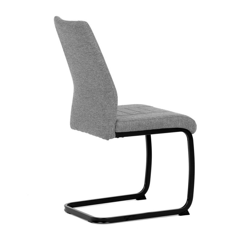 Jedálenská stolička DCL-438 GREY2, strieborná šedá látka, čierne kovové nohy