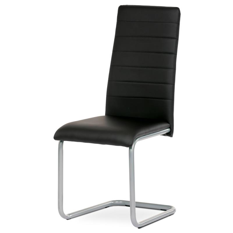 Jedálenská stolička DCL-402 BK čierna koženka, sivý kov