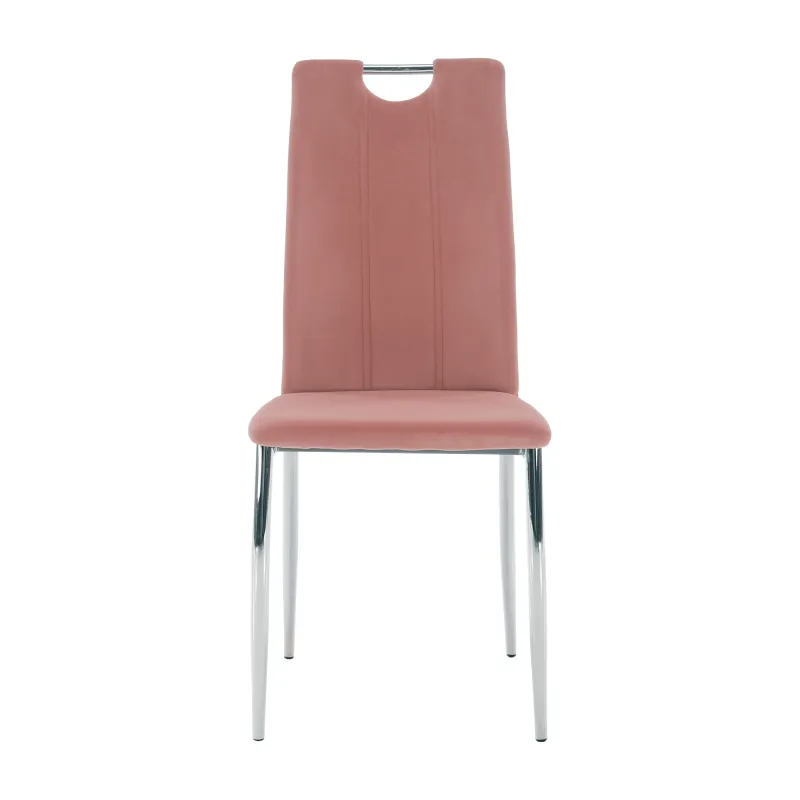 Jedálenská stolička, ružová Velvet látka/chróm, OLIVA NEW